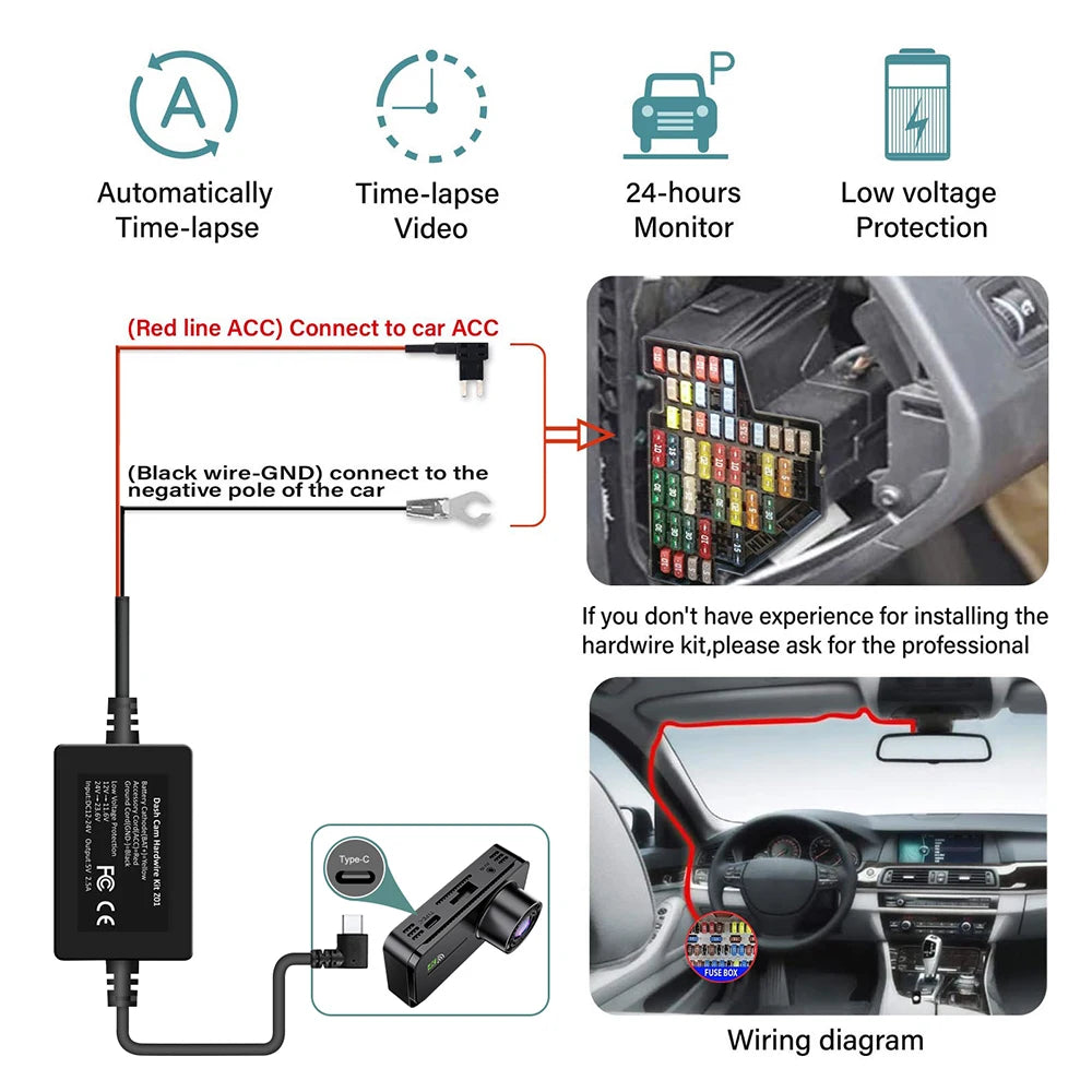 4 Channel Dash Cam 360° Car Video Recorder Black Box with Night Vision 24/7 Parking Monitor G-Sensor Loop Recording Auto Parts
