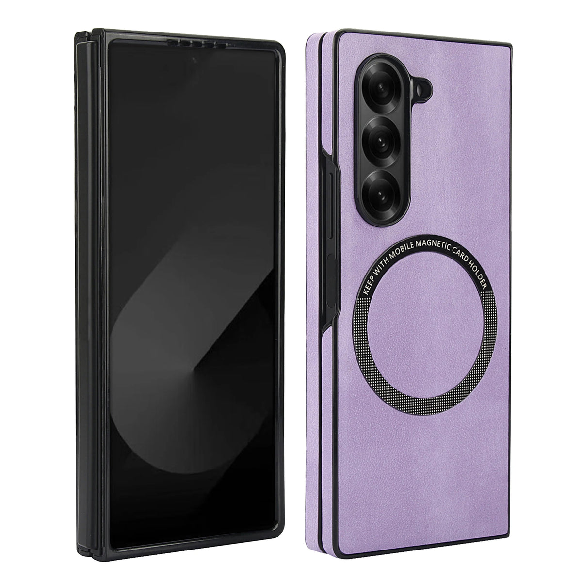 Shockproof Protective Leather Phone Case For Samsung Galaxy Z Fold 8 7 6 5 4 Ultra Magnet Ring Compatible with Wireless Charger