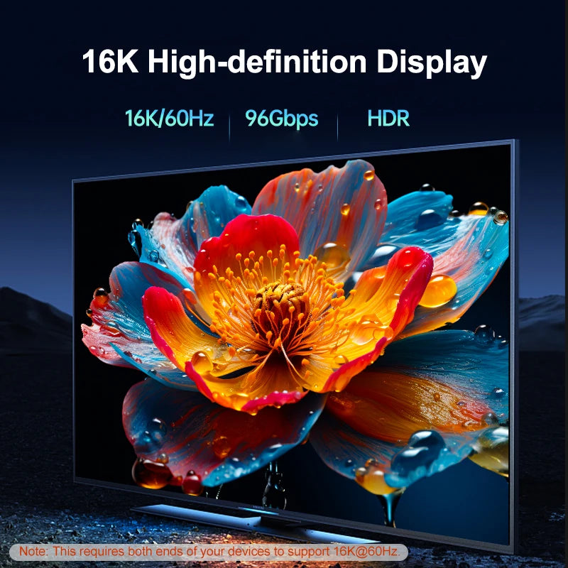 16K HDMI 2.2 Cable, 8K@120Hz HDMI Cable 10FT/3M for HDTV Box Projector PS5 Ultra High Speed Computer Cable