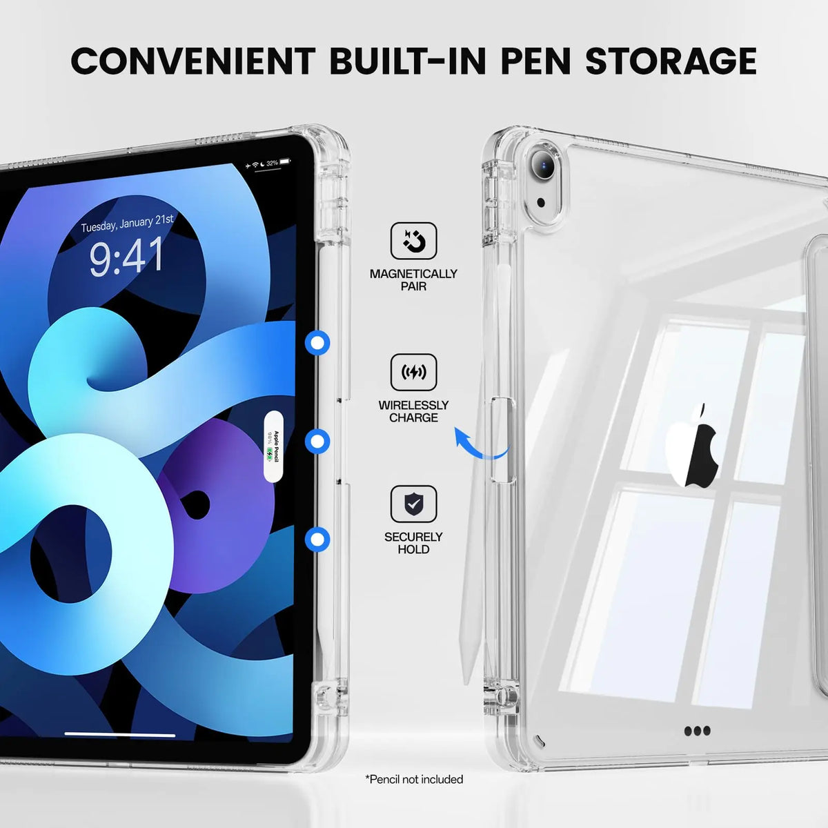 Tablet Case for Apple iPad (A16) 11th Generation 11 Inch 2025 / 10th Generation 10.9 Inch 2022 Transparent Back Smart Cover