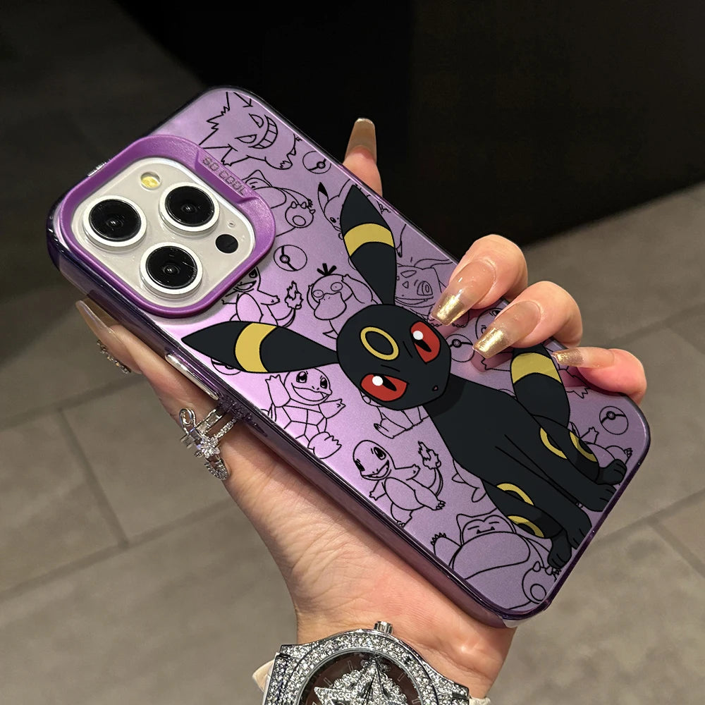 Cartoon Pokemons Umbreons Phone Case for Samsung Galaxy S26 S25 Edge S24 S23 S22 S21 FE S20 Ultra Plus 5G Silver Hard Cover