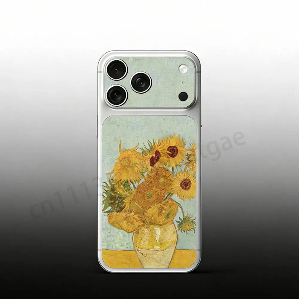 Sunflower Art V-Van G-Gogh For iPhone 17proMax/17pro Full Cover Decal Skin Wrap Colorful Rear Protective Sticker Film