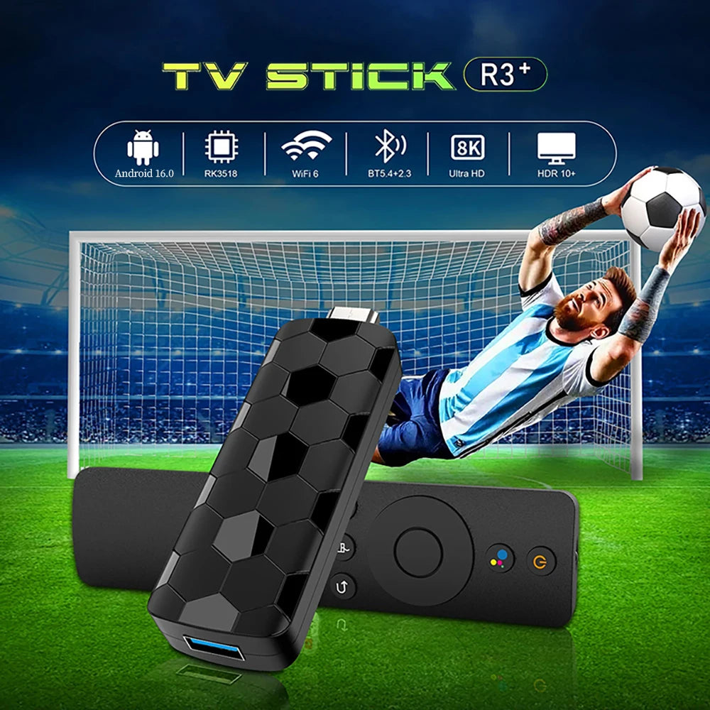 R3+ 4/8K Ultra HD Android 16 Smart TV Box WiFi 6 BT UI Interface 8GB RAM +128GB ROM Media Player For Netflix YouTube Disney+