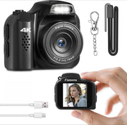 Mini Keychain Camera 4K HD Retro Digital Camera 64MP 1.54-Inch HD Screen Portable Video Recorder with Flash Thumb Camera