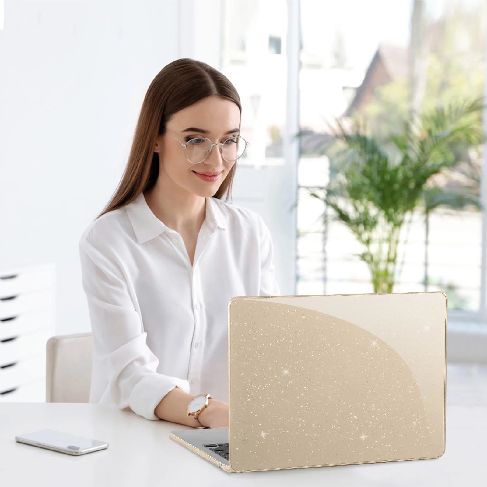 EooCoo Case for MacBook Air 13 inch M4 2025 2024-2022 Release M3 M2 A3240 A3113 A2681 for Mac Air 13.6 inch Glitter Hard Shell