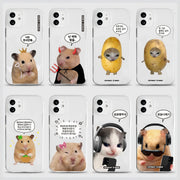 Korean Ins Abstract Hamster Phone Case For iPhone 17 16e 16 15 14 13 12 11 Mini Air Pro Max X XR XSMax 7 8 Plus Transparent Soft