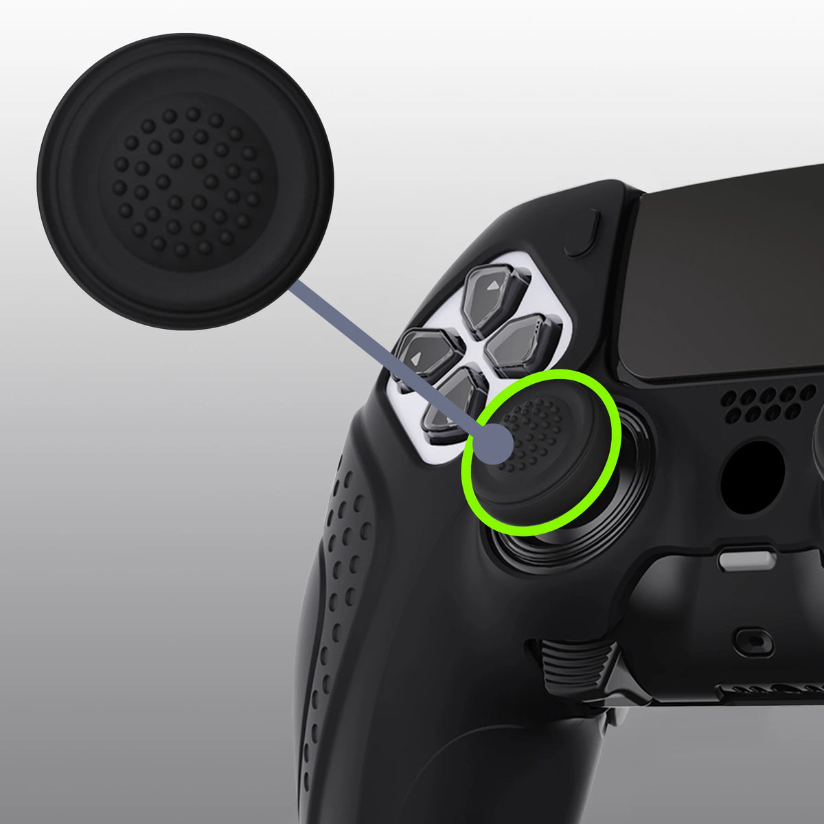 PlayVital Anti-Slip Silicone Cover for PS5 Edge Controller, Rubber Protector Case with Thumb Grip Caps - Guardian Edition Series