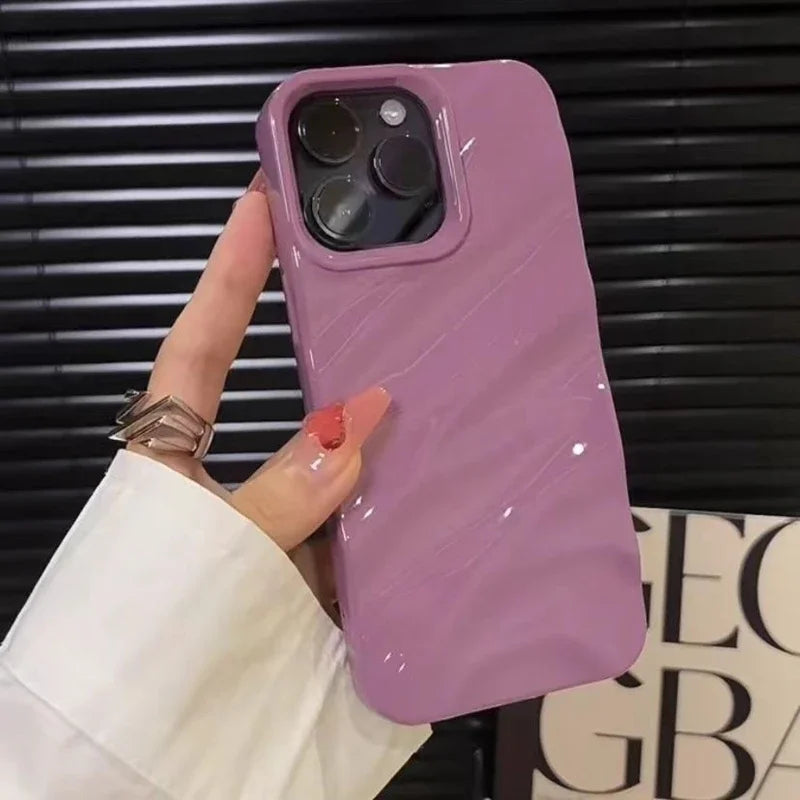 Soft Water Ripple Pattern Phone Case For iPhone 11 12 13 14 15 16 17 Pro Max X Xs Max XR 7 8 Plus SE 2020 Air Bumper Cases Cover