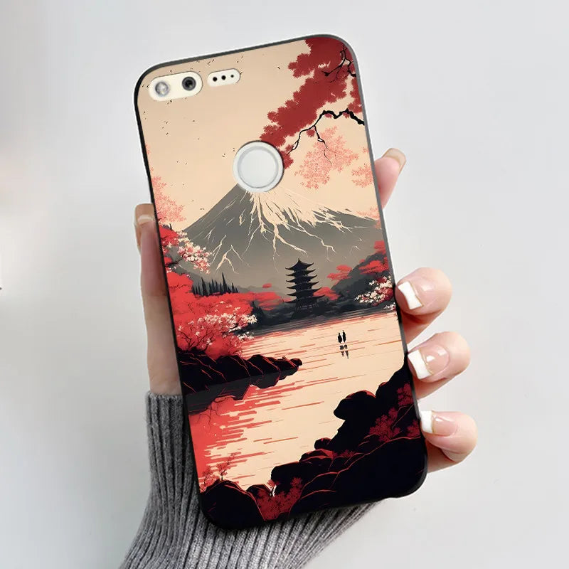 For Google Pixel 1 Soft Silicone Black Case For Google Pixel 1XL Elegant Style New Design Pattern Snow Mountain Casing