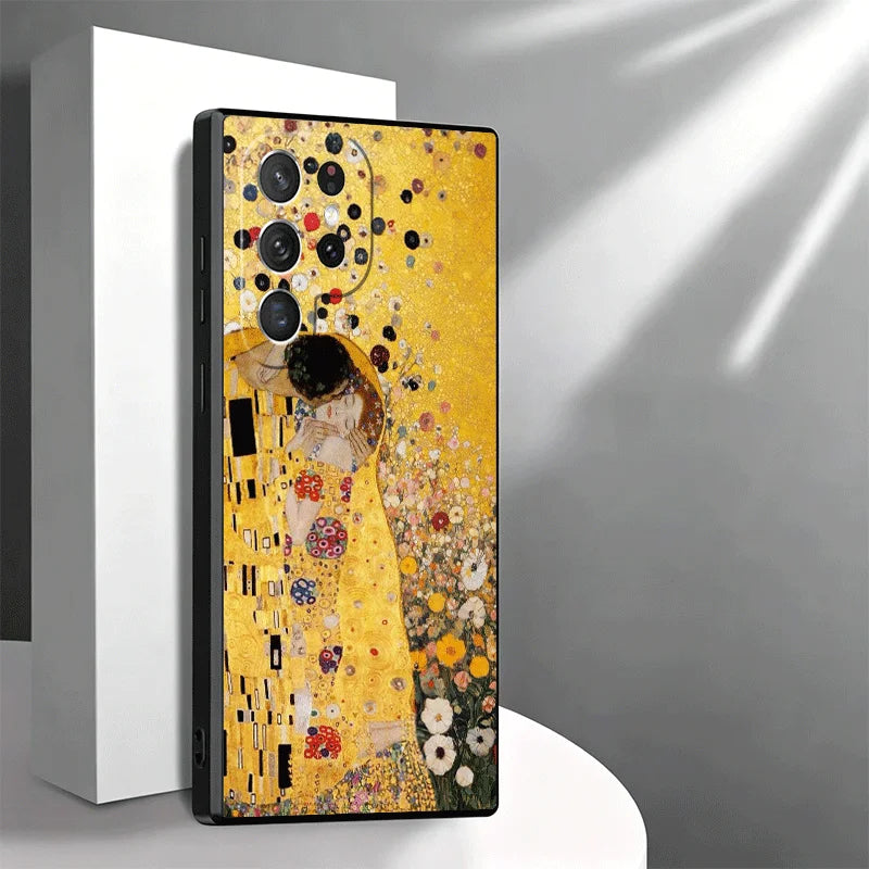 Kiss By Gustav Klimt Art Soft Phone Case for Samsung Galaxy S26 S25 Edge S24 Ultra S23 Plus S22 S21 FE S20 Black Cover Back Shel