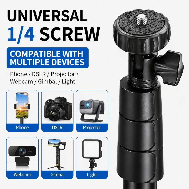 173cm Extendable Phone Tripod Stand, All-in-One Floor Selfie Stick for Live Streaming, Universal Mobile Holder, Stable Tri