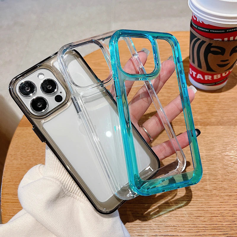 Luxury Transparent Shockproof Armor Case for iPhone 17 Air 16 15 14 Plus 13 12 Mini 11 Pro Max Clear Bumper Hard Acrylic Cover