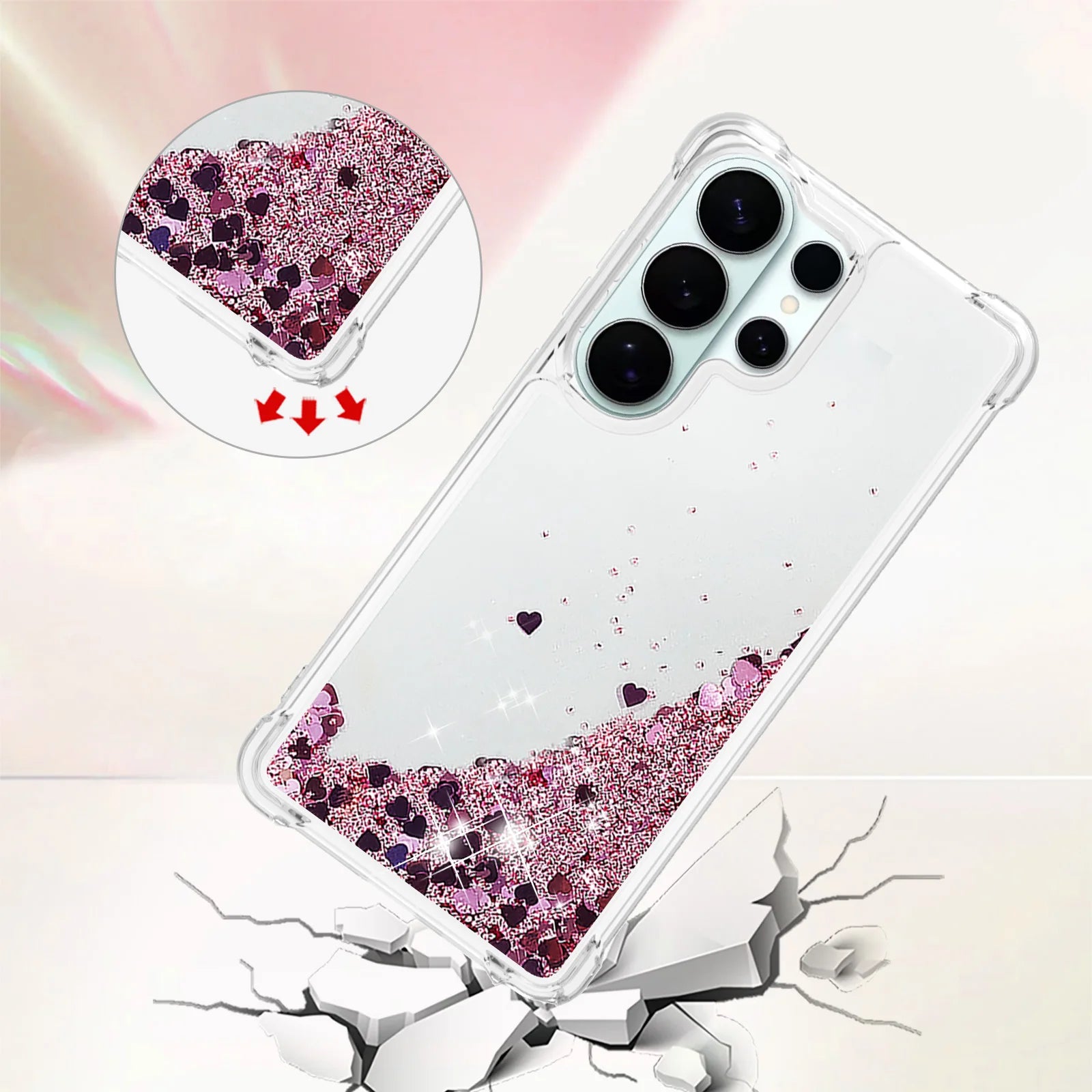 Clear Shockproof Bling Glitter Liquid Quicksand Case For Samsung Galaxy S26 S25 Edge S24 S23 S22 S21 S20 Ultra Plus FE Cover