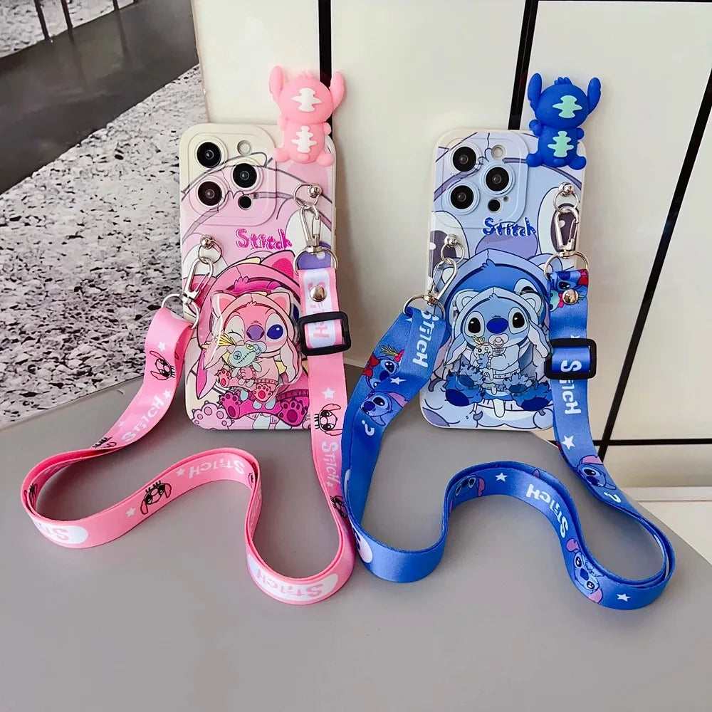 For Samsung Galaxy S20 S21 S22 S23 S24 S25 Plus Ultra FE Edge Maid stitch Case Pacifier Stitch Case With Holder Rope
