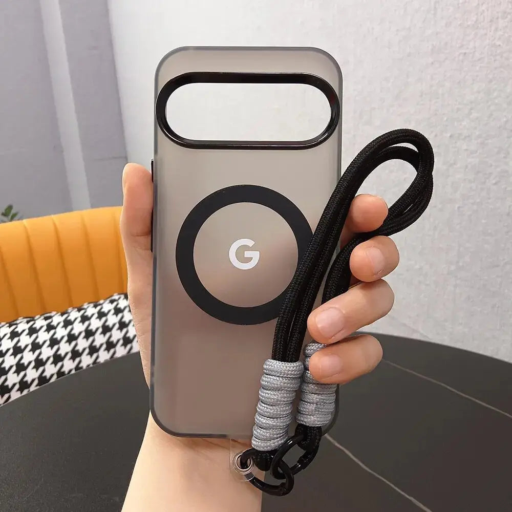 Matte for Magsafe Hand Wrist Strap Case for Google Pixel 10 9 Pro XL 8 9A 8A Magnetic Lanyard Candy Color Shockproof Cover