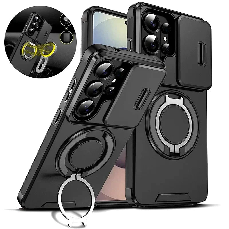Slide Camera Protection Armor Phone Case For Samsung Galaxy S26 Ultra S 26 Plus S26Ultra 5G Car Magnetic Holder Metal Ring Cover