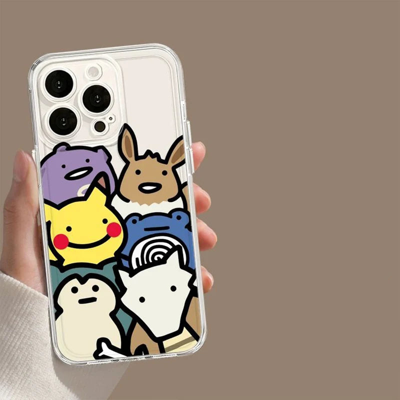 Fashion Kawaii Graffiti P-Pokemon Phone Case For iPhone 17 16 15 14 13 12 11 Pro Max XR XS MAX 78PLUS MINI Y2K Transparent Cov