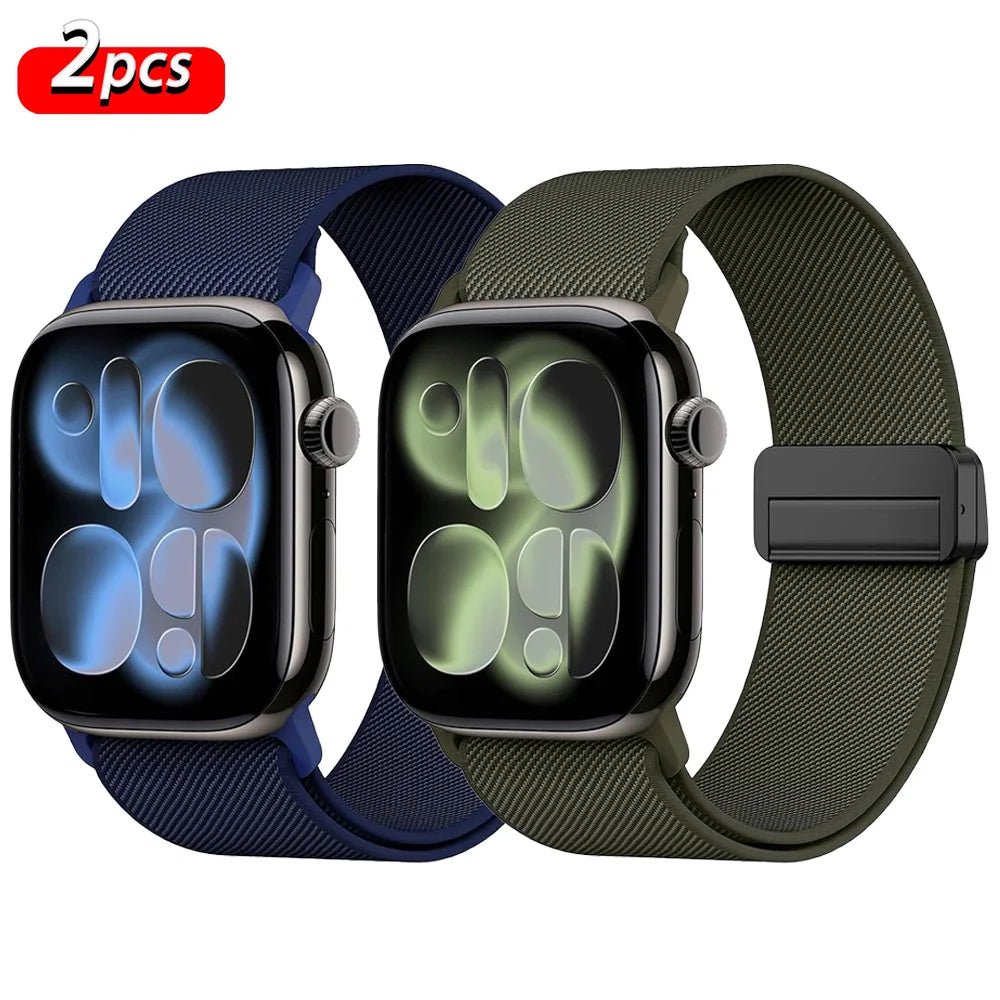 Magnetic Loop For Apple Watch Band 40mm 44mm 45mm 49mm 41mm 38 Nylon sport bracelet iwatch ultra 4 3 2 Series 12 11 10 9 8 se