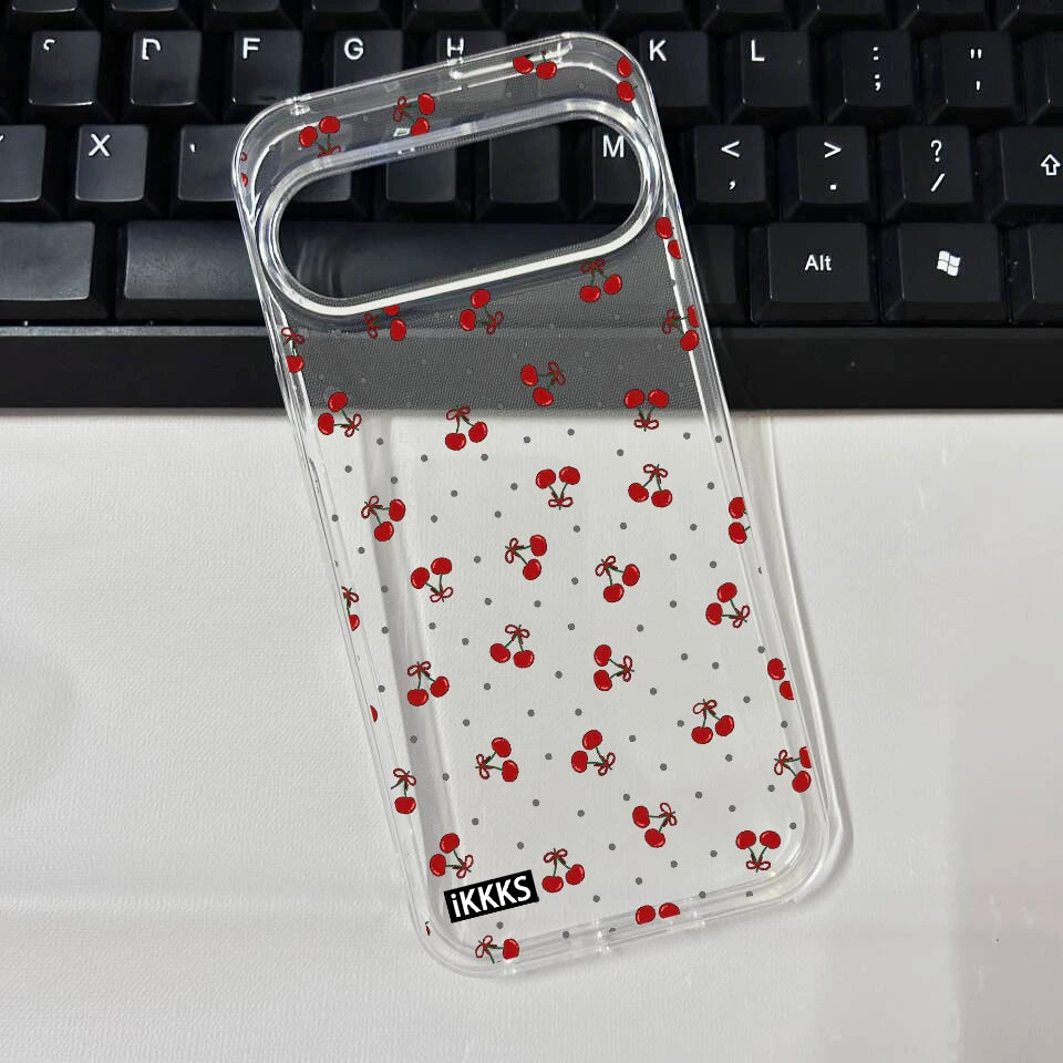 INS Red Cherry Floral Phone Case for Google Pixel 10 Pro XL 8 9 Pro 6 7 8 8A 6A 7A 5G Transparent Soft TPU Cover Fundas