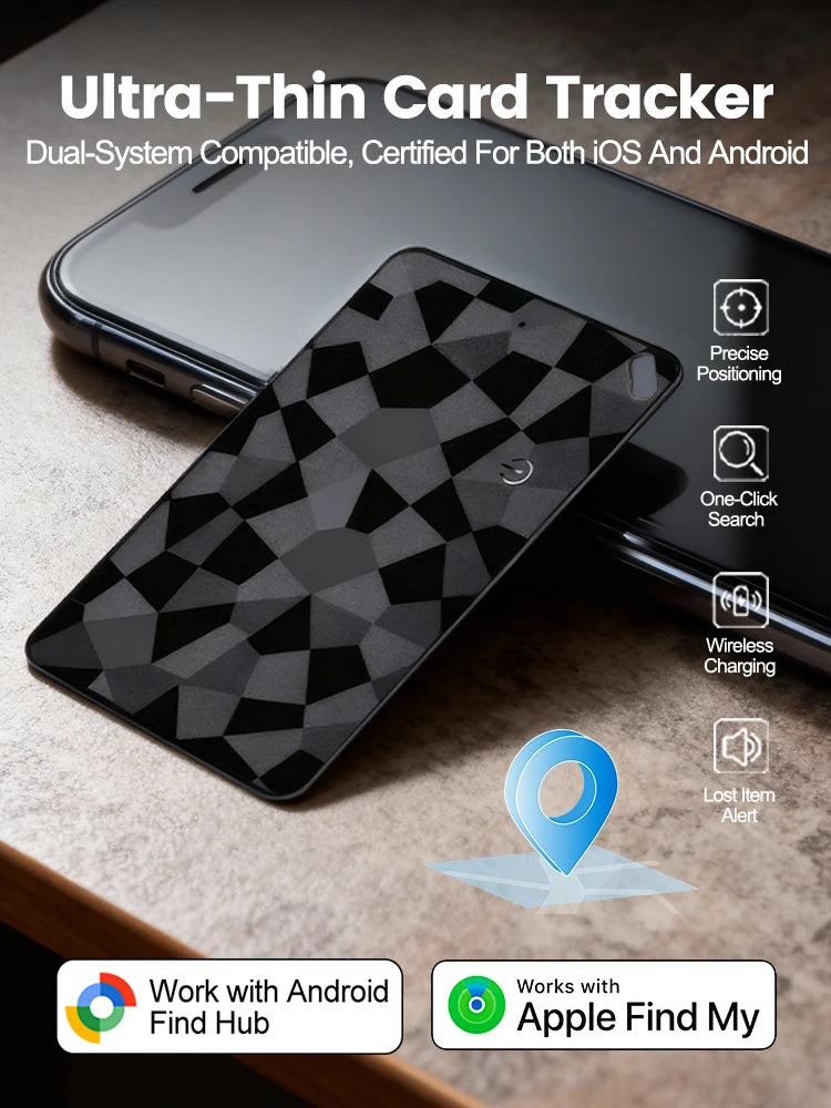 4-Pack Android Wireless Charging Tracking Location Wallet Tracker Card Waterproof GPS Locator Works with Google Find My App Tag