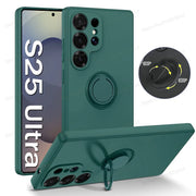 Liquid Silicone Back Cover For Samsung Galaxy S25 S26 Ultra Case With Magnetic Holder For Samsung S24 S23 Ultra Plus S21 FE Case