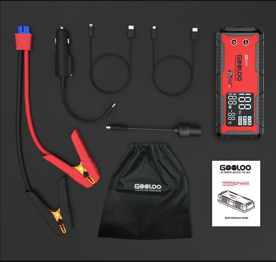 GOOLOO 12V Car Jump Starter 4000A Car Battery Starter 20000mAh Portable Power Bank Booster Auto Starting Device Emergency Start