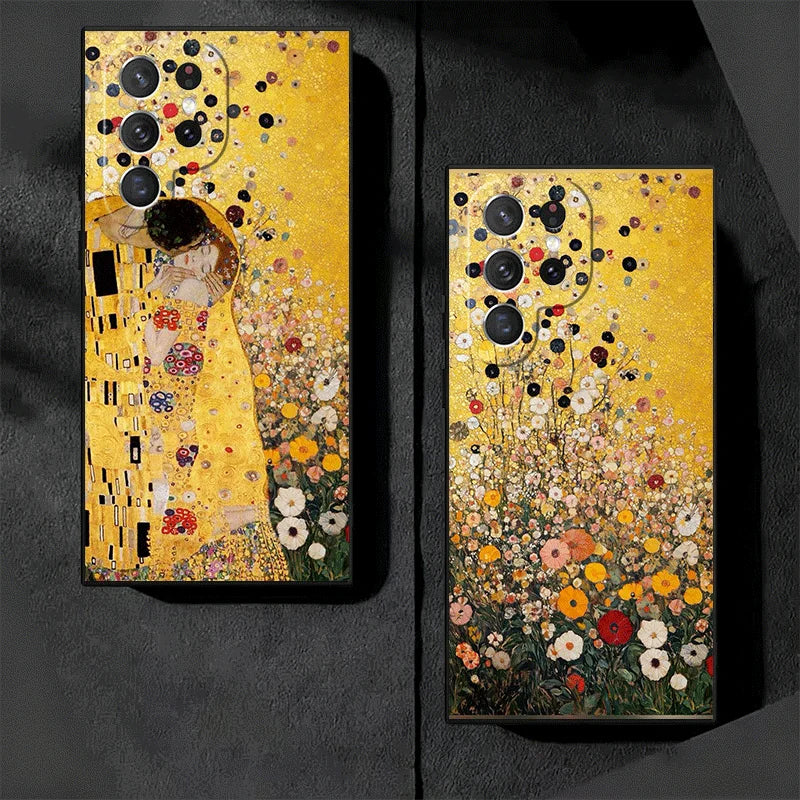 Kiss By Gustav Klimt Art Soft Phone Case for Samsung Galaxy S26 S25 Edge S24 Ultra S23 Plus S22 S21 FE S20 Black Cover Back Shel