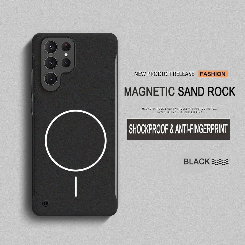 Magnetic PC Matte Frosted Frameless Phone Cases For Magsafe Samsung S25 S24 S23 S22 S21 S20 FE Note 20 10 Plus Ultra Cover