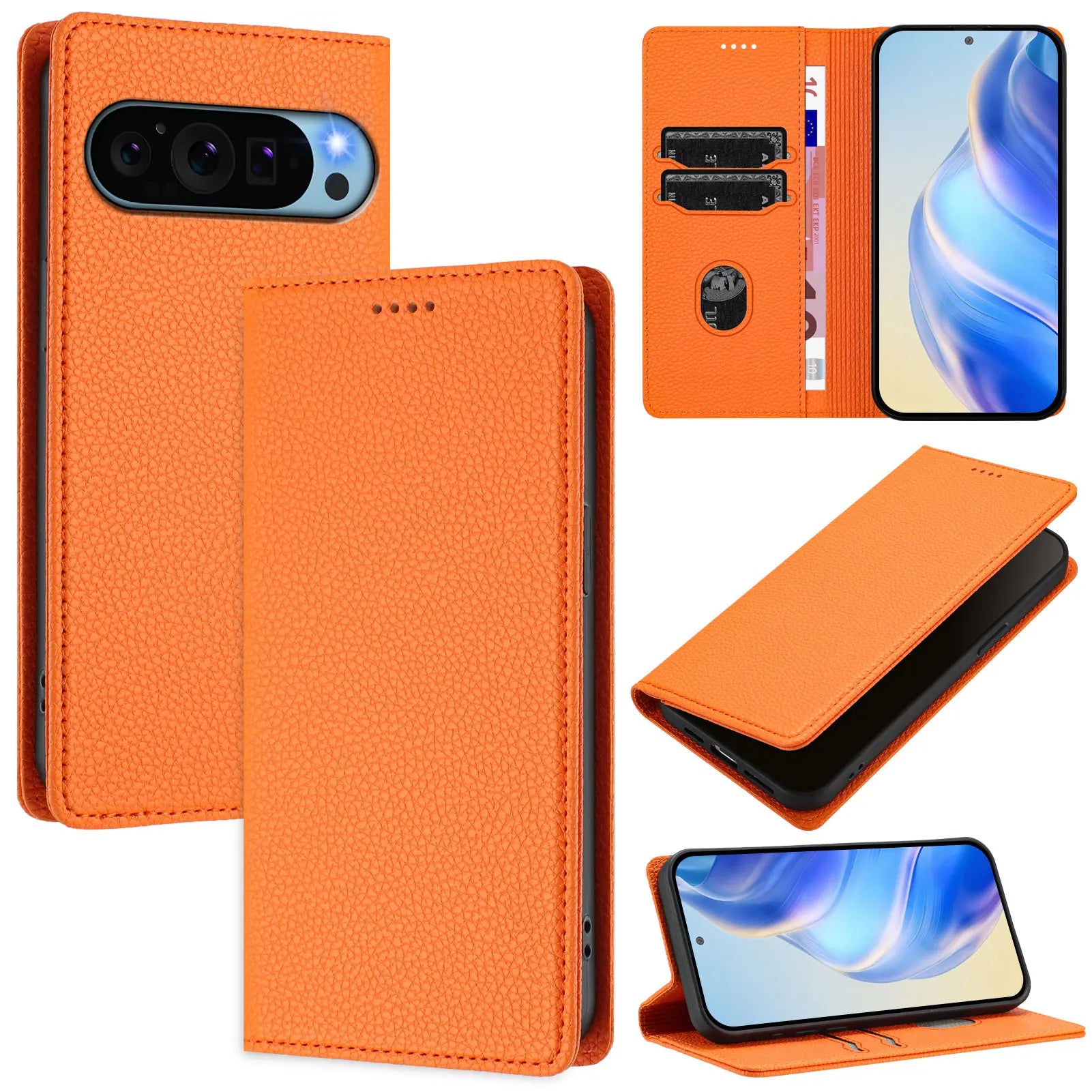 Flip Leather Phone Case for Google Pixel 6 7 8 9 Pro XL Pixel 9A 8A 7A 6A Matte Wallet Case for Pixel 5A 5XL Card Holder Cover