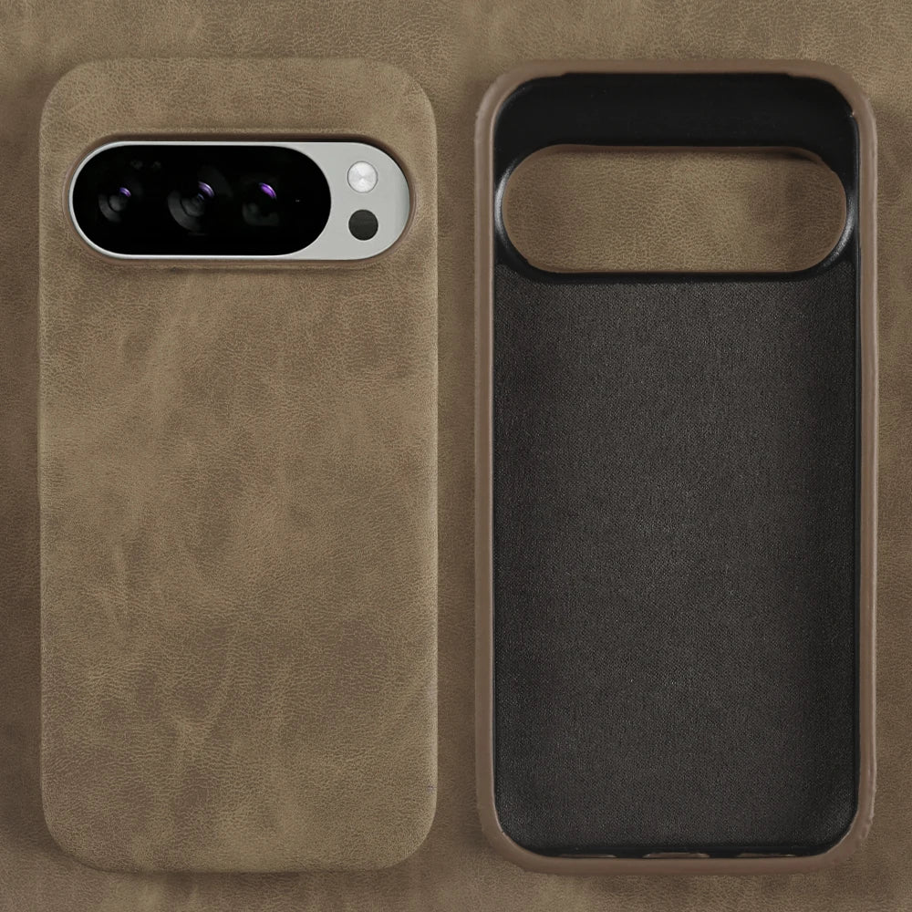 Fashion Solid Color Leather Case For Google Pixel 10 9 Pro XL 8 8A 7 7A 6 6A Pro Luxury Shockproof Armor Hard Back Cover Funda