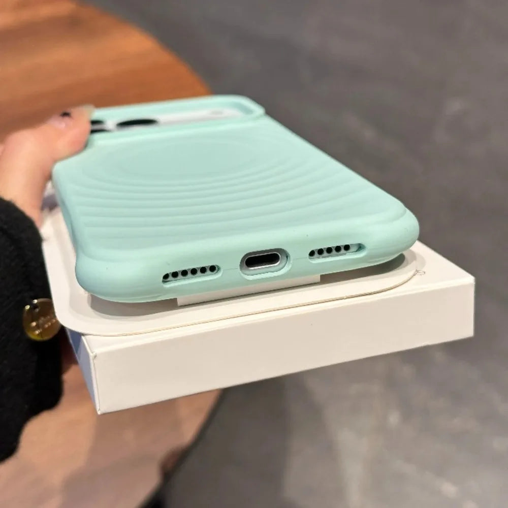New Liquid Silicone Ripples Magnetic For MagSafe Phone case for iPhone 17 Air 16 15 14 13 Plus 17Pro Max Corrugated Soft Cover