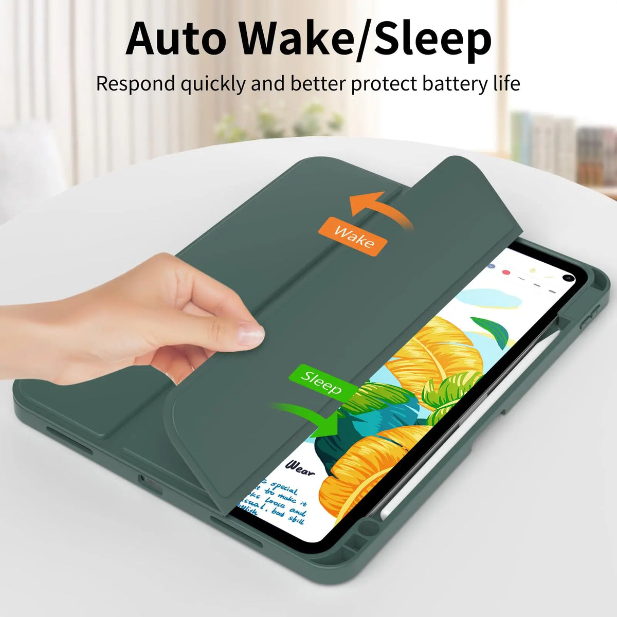 Pencil Case for iPad Air Pro 10.9 11 12.9 13 A16 10th 11th Generation Air 4 5 6 7 Trifold Stand Flip Cover With Pencil Holder