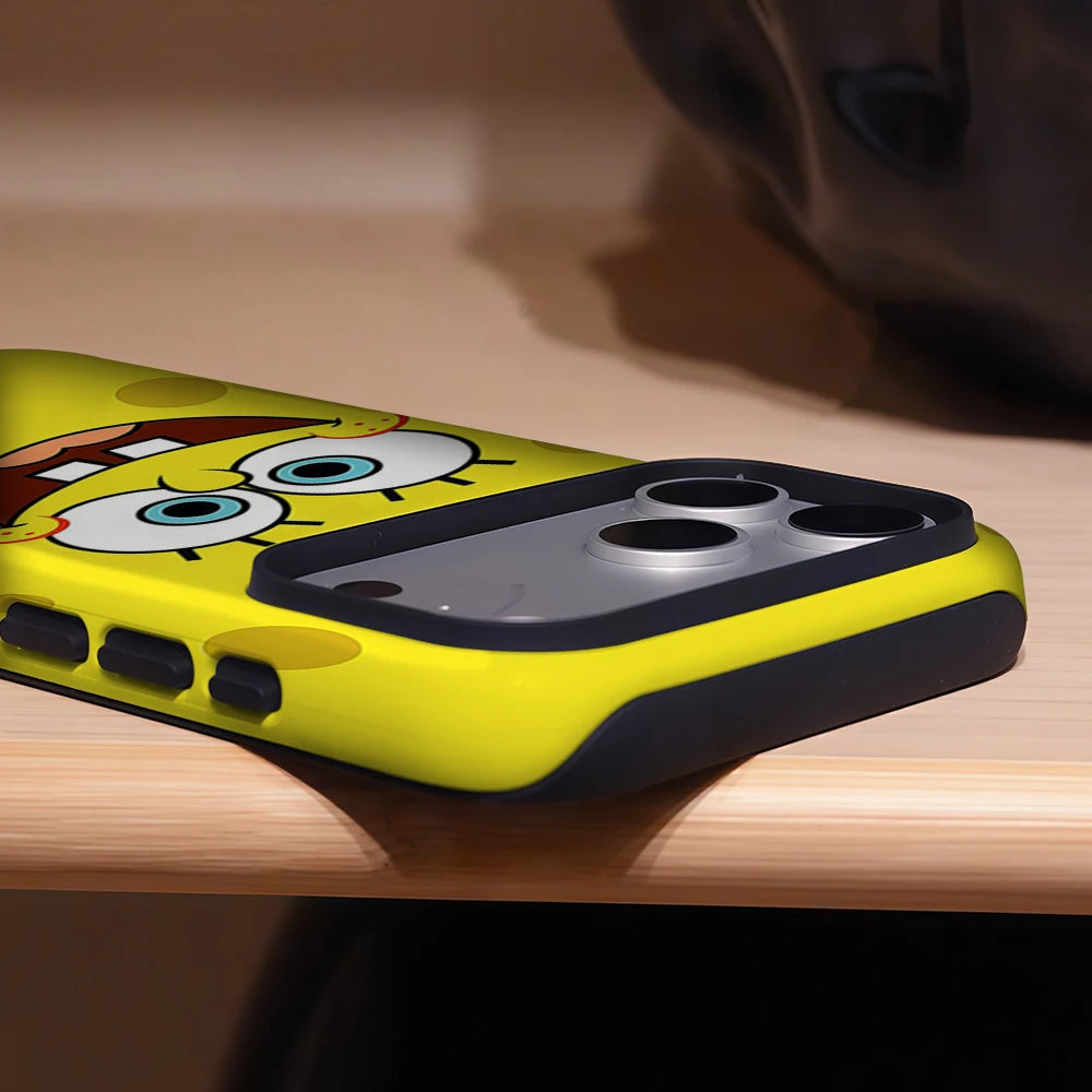 Cartoon S-SpongeBobS Phone Case For Magnetic Phone Case for IPhone 17 16 15 14 13 Pro Max Plus Single Double-layer tough Case