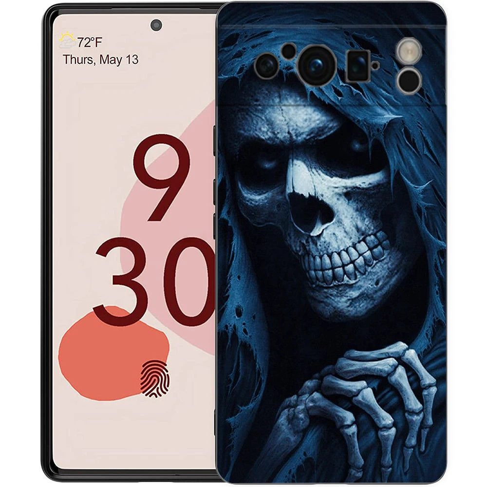 Grim Reaper Skull Phone Case For Google Pixel 10A 10 9 8 7 6 Pro XL 9A 8A 6A 7A 5G Soft Shockproof TPU Black Cover