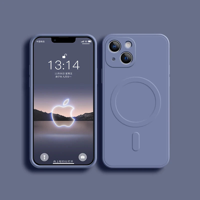 For Magsafe Magnetic Wireless Charge Case For iPhone 14 13 12 11 15 Pro Max Mini XR X S 7 8 Plus Soft Liquid Silicone Back Cover