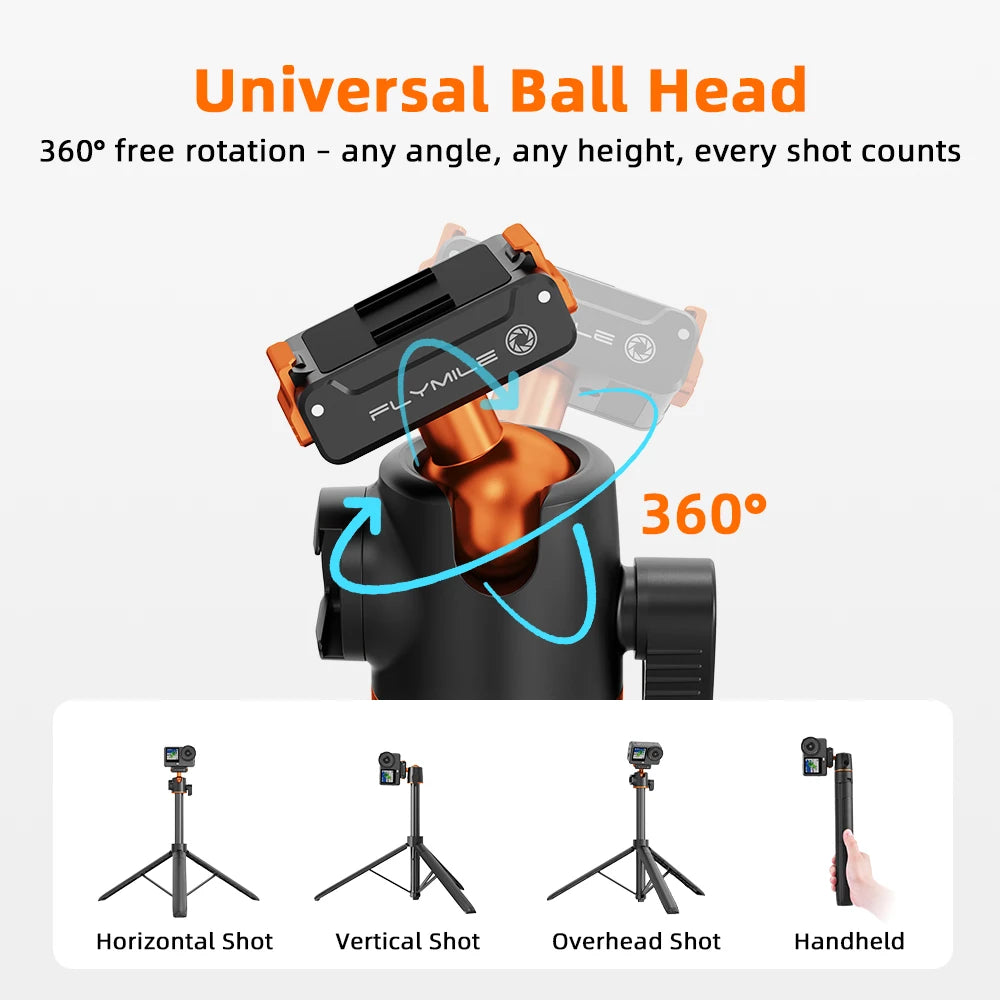 Flymile Tripod for DJI OSMO Action 6/Nano With Mount Base Quick-release Tripod 140CM Selfie Stick Photography Accessories
