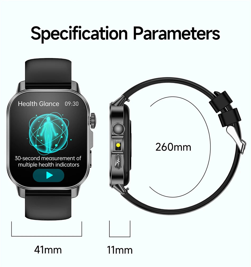 2026 New Model Uric Acid & Lipid Health Analysis Smart Watch Men ECG+PPG Bluetooth Call 2.01-inch Flashlight Smartwatch Women