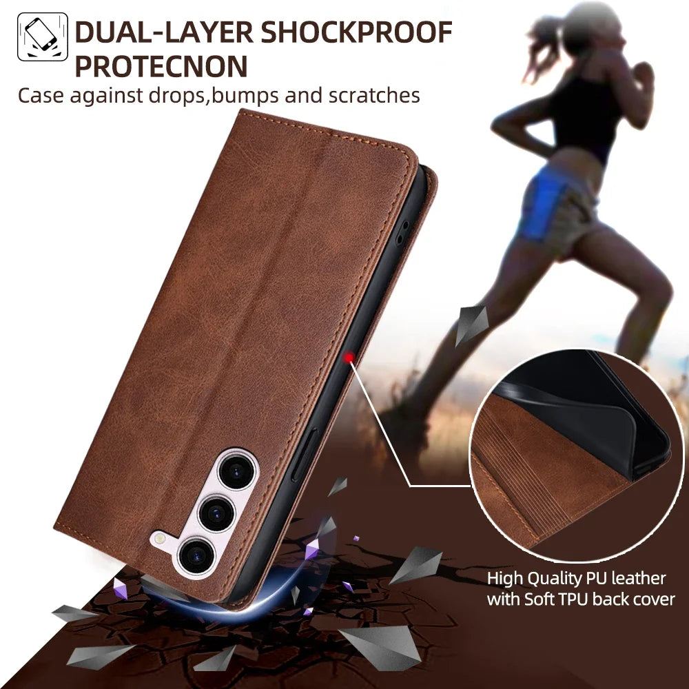 Bussiness Magnetic Wallet Phone Case for Samsung Galaxy S20 Ultra S10 S10E S9 S8 Plus Lite FE Leather Case with Card Slots Funda