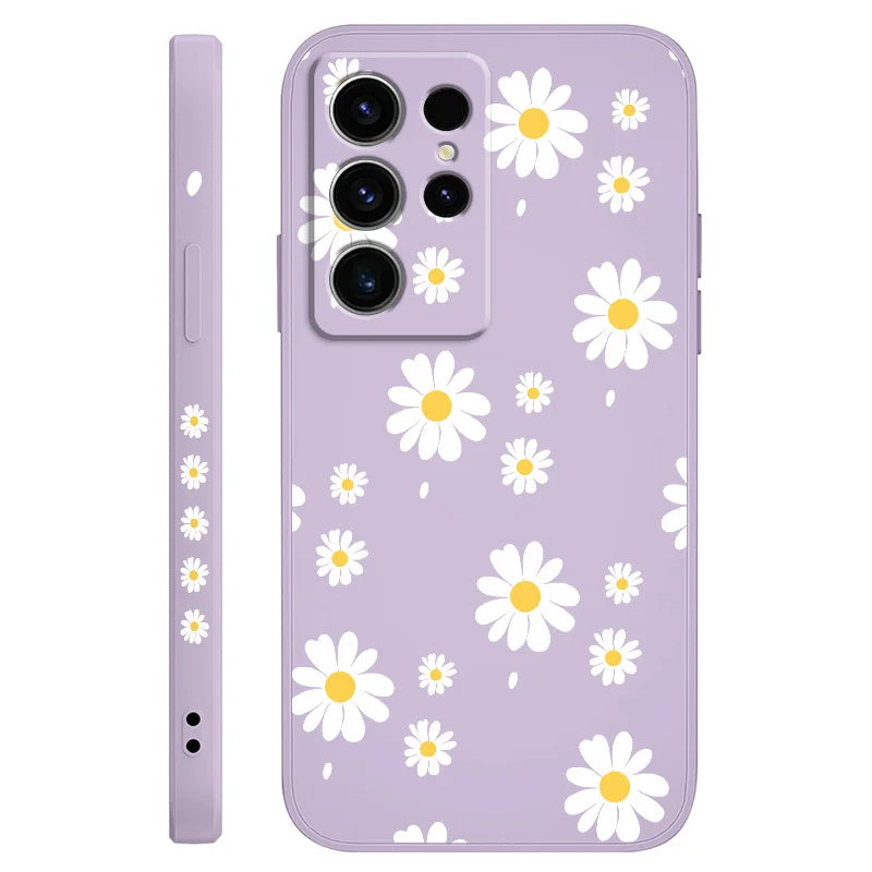 Daisy Petals Phone Case For Samsung Galaxy S25 S24 S23 S22 S21 S20 S10 S10E Ultra Plus FE Note 20 Ultra Plus Cover