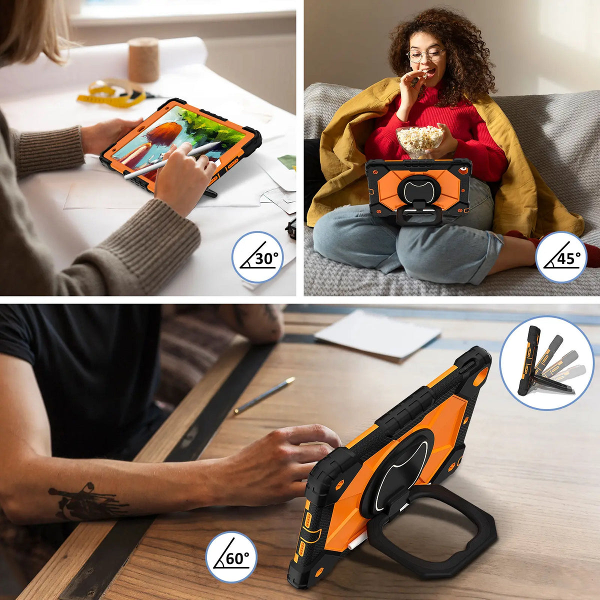 for iPad 5th/6th/7th/8th/9th/10th 2022 Air 4/5 Pro 11 Pro 9.7 Case with Pencil Holder with 360 Rotating Foldable Stand Cover