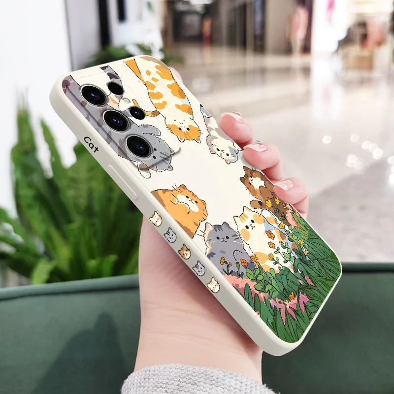 Lovely cat Phone Case For Samsung Galaxy S25 S24 S23 S22 S21 S20 Ultra FE S10 S10E Plus Note 20 Ultra Silicone Cover