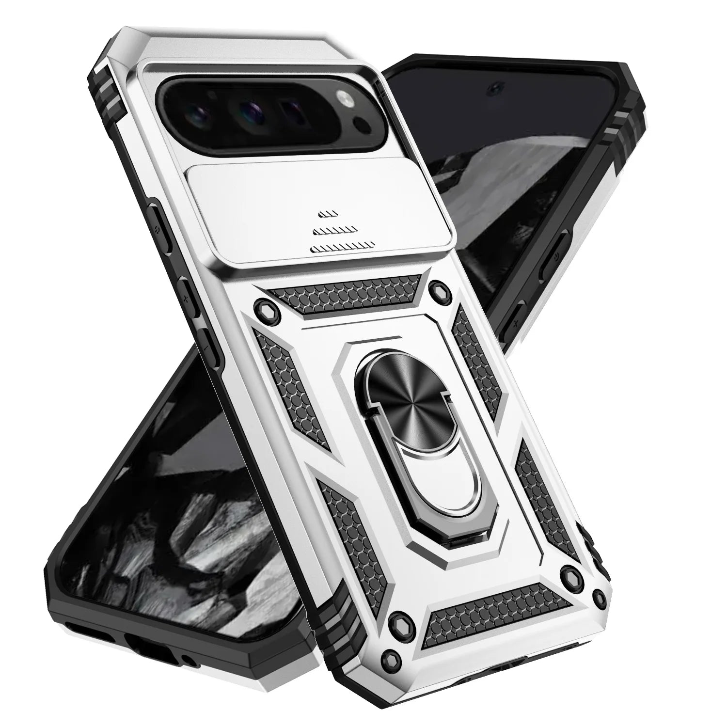 Armor Ring Bracket holder Case for Google pixel 10 Pro 9 ProXL 8 7 6 Pro XL 10A 9A 8A 7A 6A Shockproof lens Slide Protect Cover