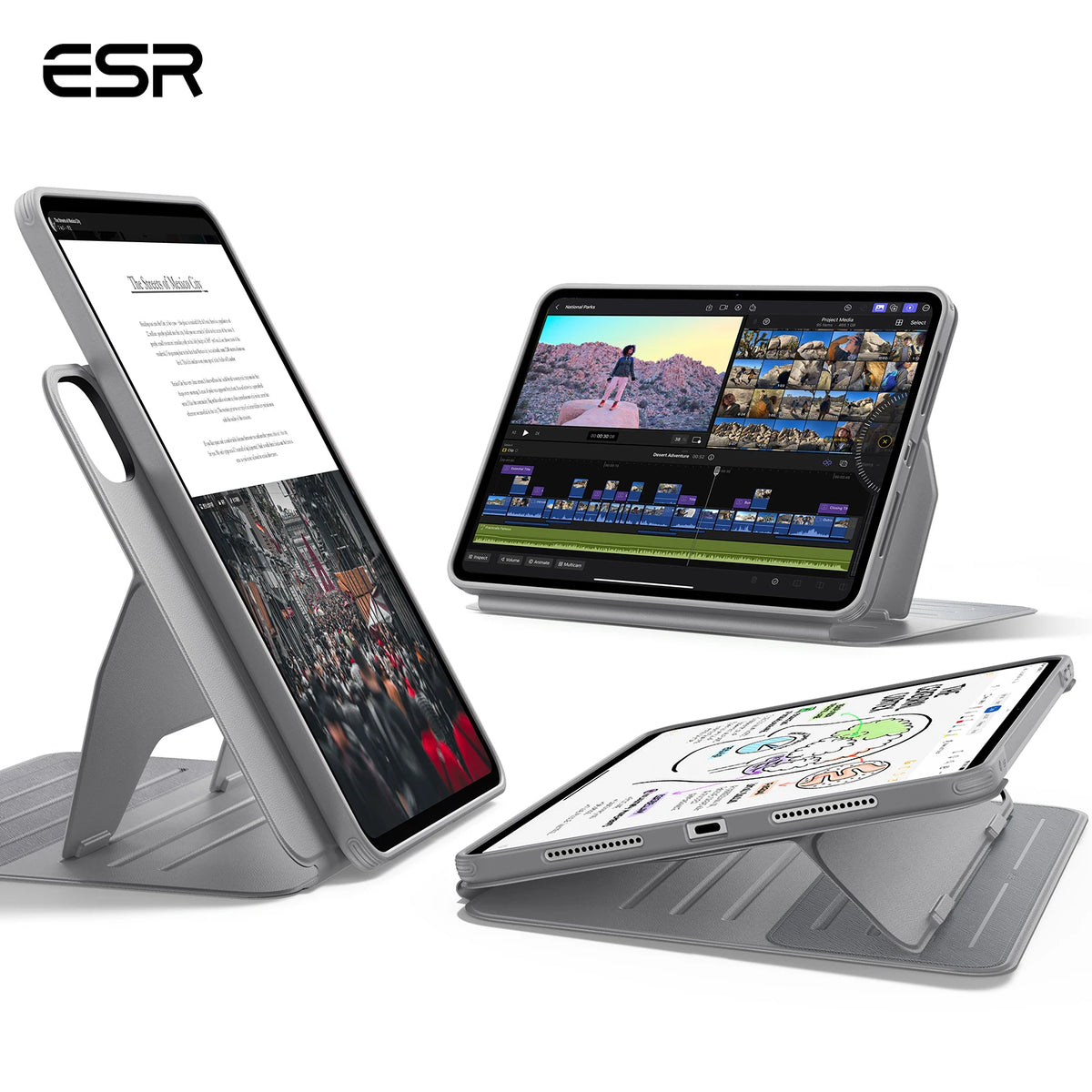 ESR for iPad Pro 11/13(M5/M4) Removable Magnetic Case Adjustable Angle Cover for iPad 11(A16)& Air 11/13(2026/2025/2024)