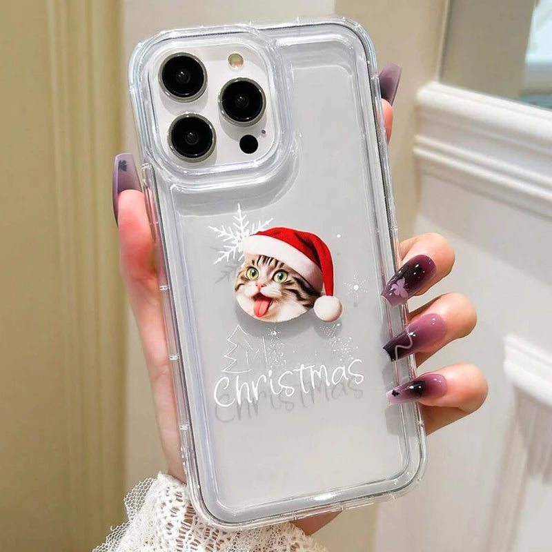 Snowflake Christmas Tree Phone Case for iPhone 17 16 Pro Max Air 15 14 Plus 13 12 11 Pro 7 8 XR X XS SE2 Shockproof Clear Cover