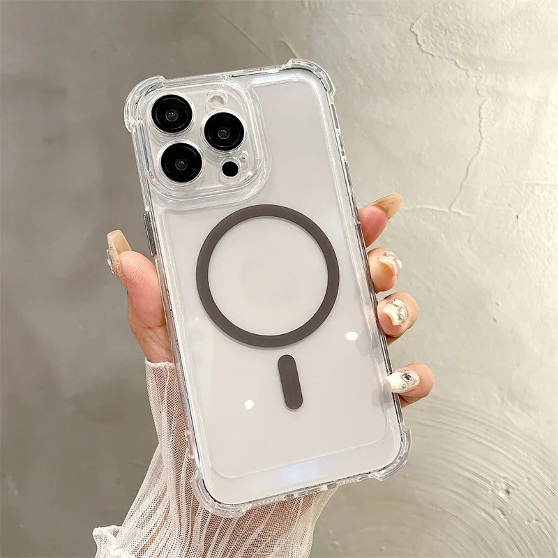 Wireless Charge Case For iPhone 17 16 15 14 13 12 11 Pro Max Magnetic For Magsafe Phone Cases For iPhone Air 15 14 16 Plus Cover