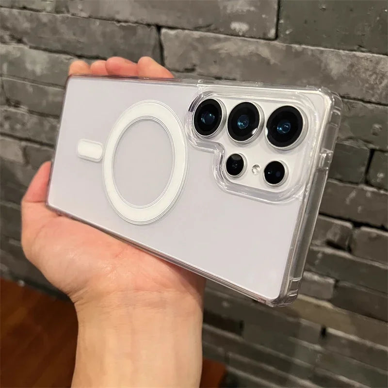 Clear Hybrid Hard PC Phone Case For Samsung Galaxy S26 S25 Edge S24 S23 S22 S21 S20 Note20 Ultra 10 Plus FE Magsafe Cover