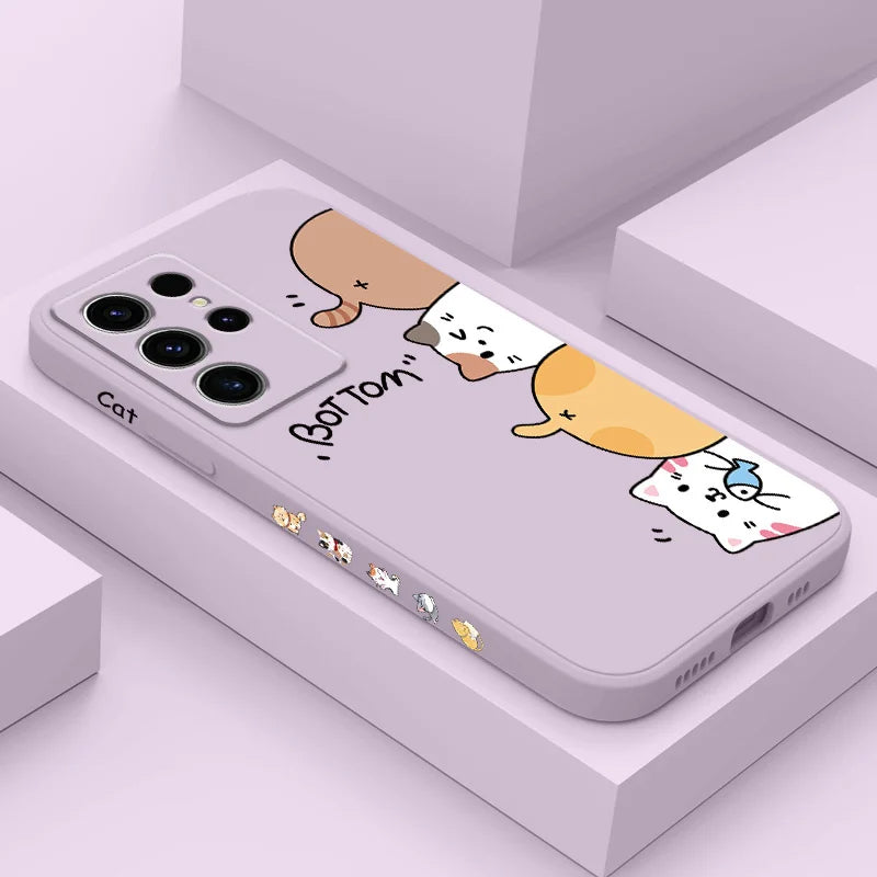 Cat Litter Phone Case For Samsung Galaxy S25 S24 S23 S22 S21 S20 Ultra Plus FE S10 Note 20 Ultra 10 9 Plus Cover