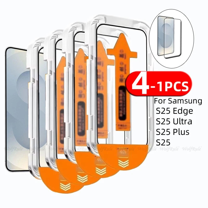 4/3/2/1pcs For Samsung Galaxy S25 Glass Samsung S25 Ultra Tempered Glass Full Cover Dust Free Screen Protector Samsung S25 Edge