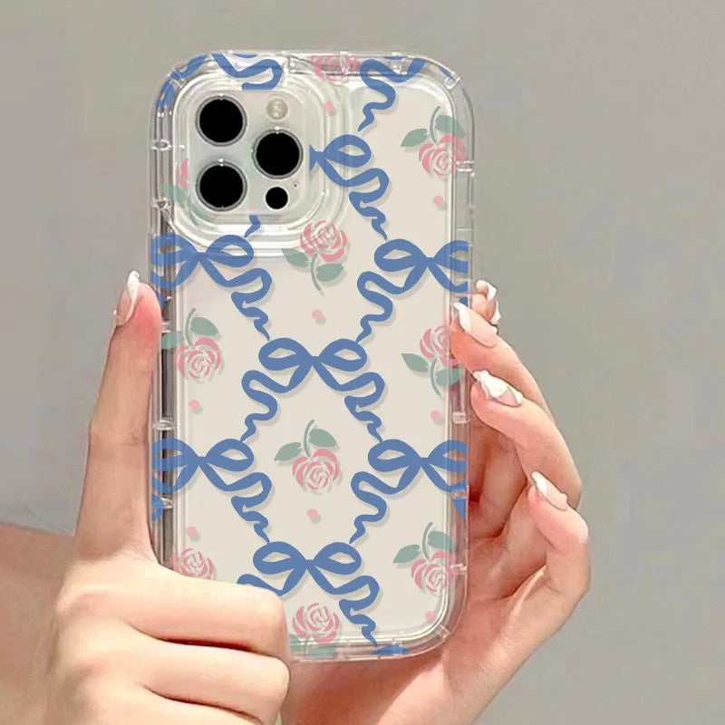 Flower Phone Case For iPhone 17 16 Pro Case iPhone 13 15 14 11 12 Pro Max 16E Air 8 7 Plus XR SE Transparent Shockproof Cover