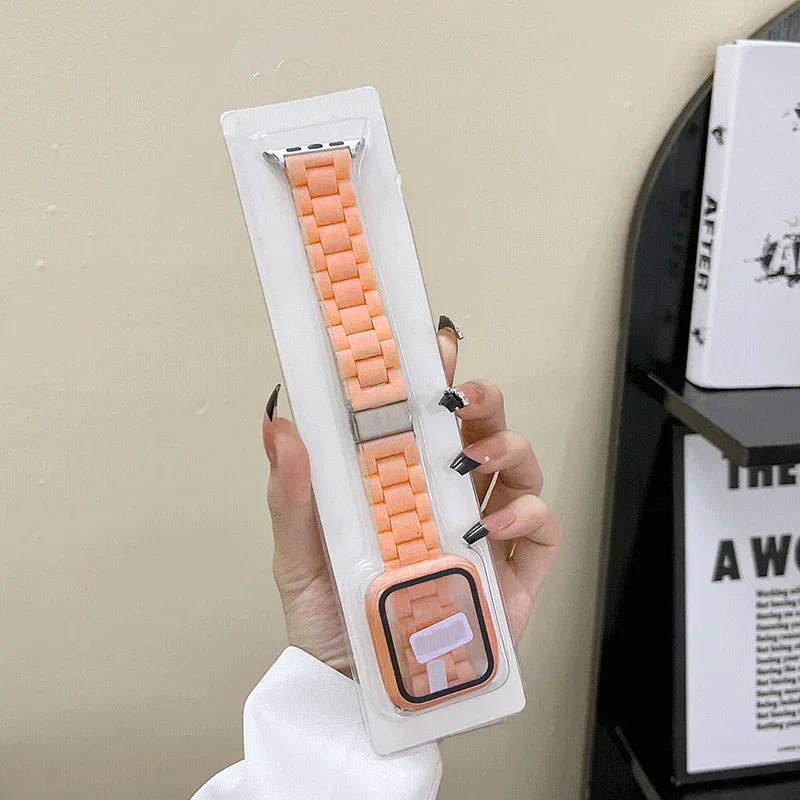 Watch strap+Case+glass For apple watch band 44mm 40mm 38/42mm Candy bracelet iwatch ultra2 49mm serie 9 8 7 6 5 4 3 Se 41mm/45mm